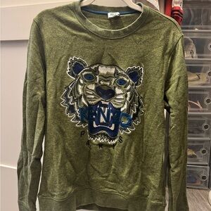 Kenzo Olive Green Tiger Crewneck Sweater
